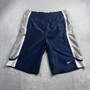 VTG Nike Navy Blue Dazzle Basketball Shorts Silky Shiny Medium Baggy Elite Y2K